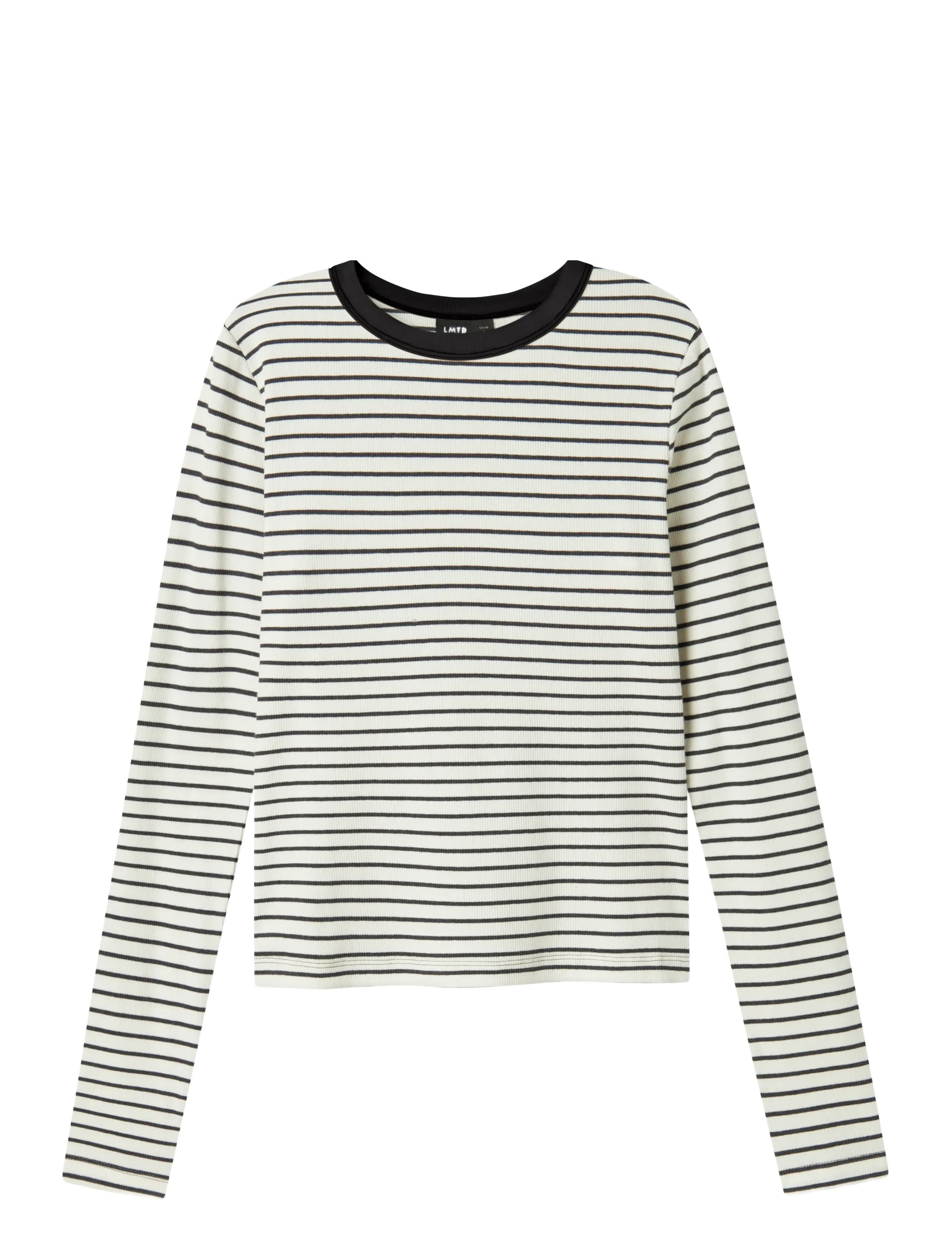 LMTD NLFHINAJA LS STRIPE SHORT S TOP NOOS - 4 for 3 - DARK GREY MELANGE / white