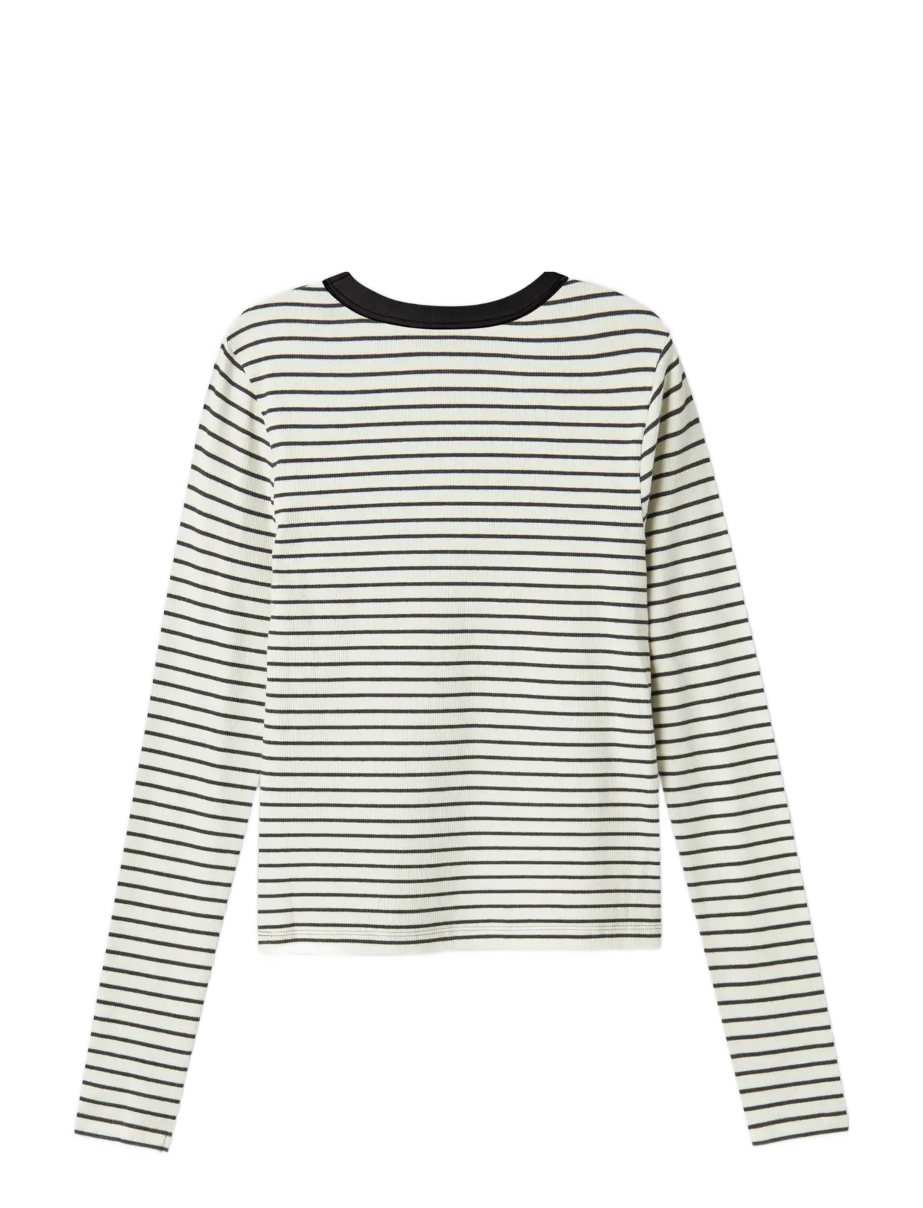 LMTD - NLFHINAJA LS STRIPE SHORT S TOP NOOS - long-sleeved t-shirts - dark grey melange - 1