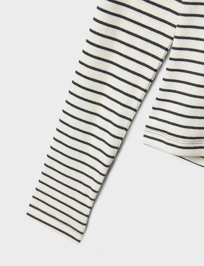 LMTD - NLFHINAJA LS STRIPE SHORT S TOP NOOS - pikkade varrukatega t-särgid - dark grey melange - 3