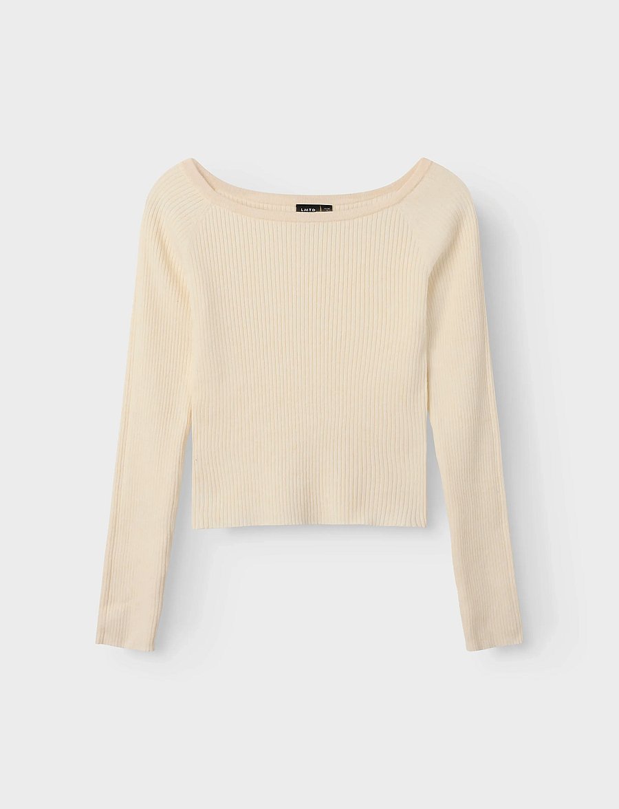 LMTD - NLFLARIN LS BOATNECK SHORT S KNIT - džemprid - antique white - 4