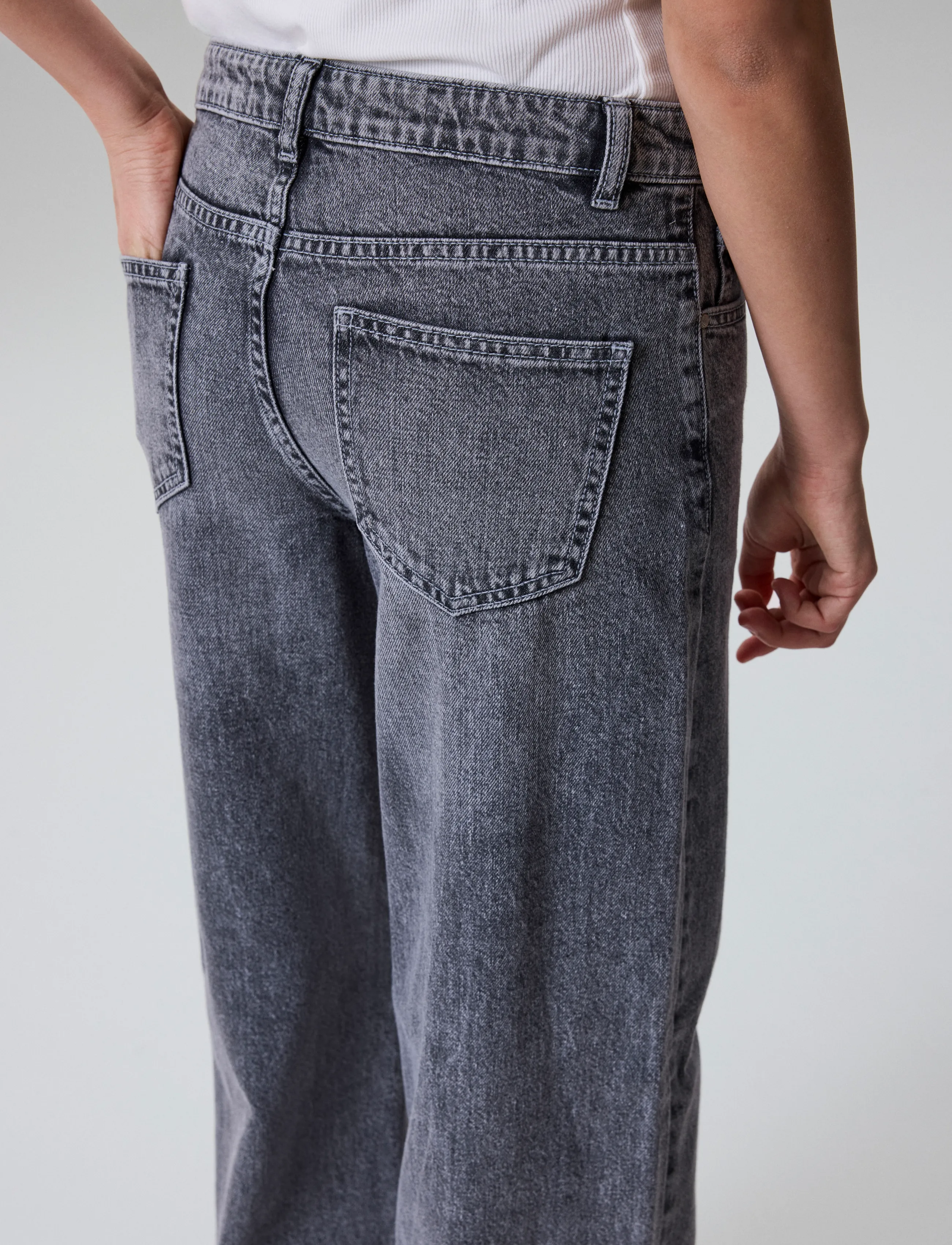 LMTD - NLFBETT DNM NW R WIDE PANT NOOS - suorat farkut - grey denim - 3