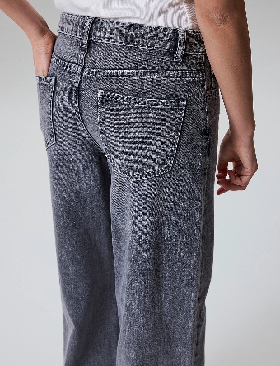 LMTD - NLFBETT DNM NW R WIDE PANT NOOS - suorat farkut - grey denim - 3