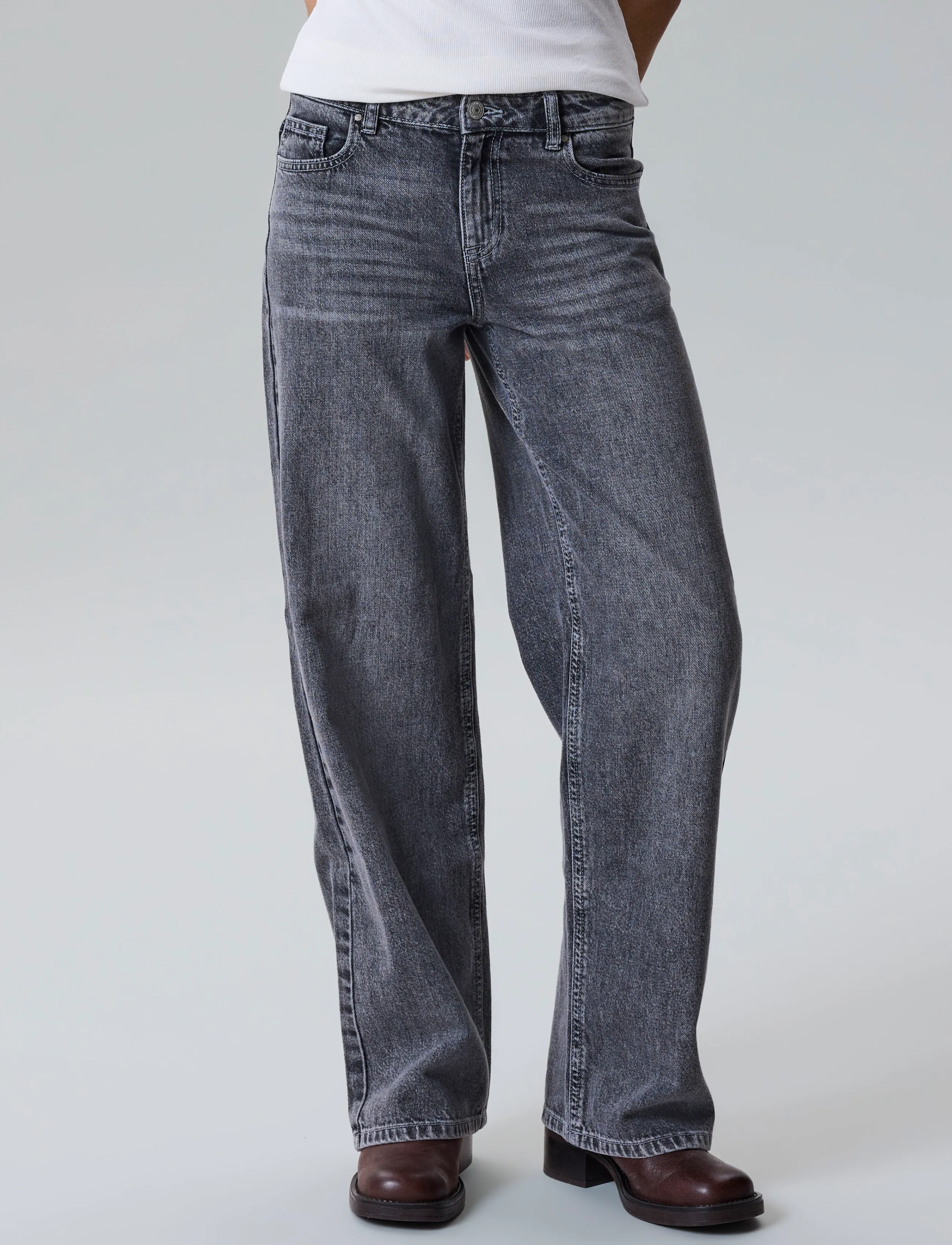 LMTD - NLFBETT DNM NW R WIDE PANT NOOS - regular jeans - grey denim - 3