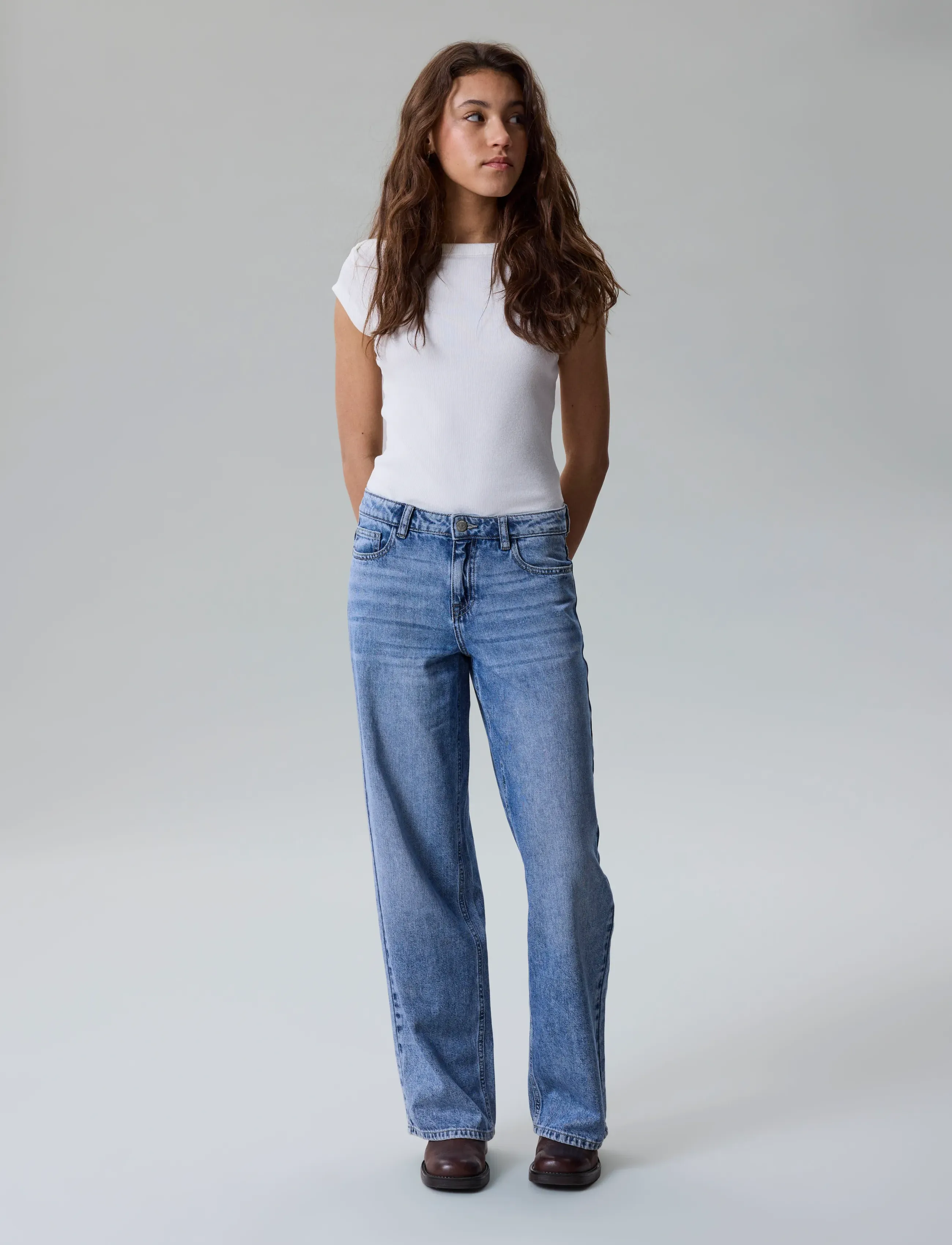 LMTD - NLFBETT DNM NW R WIDE PANT NOOS - regular jeans - medium blue denim - 4