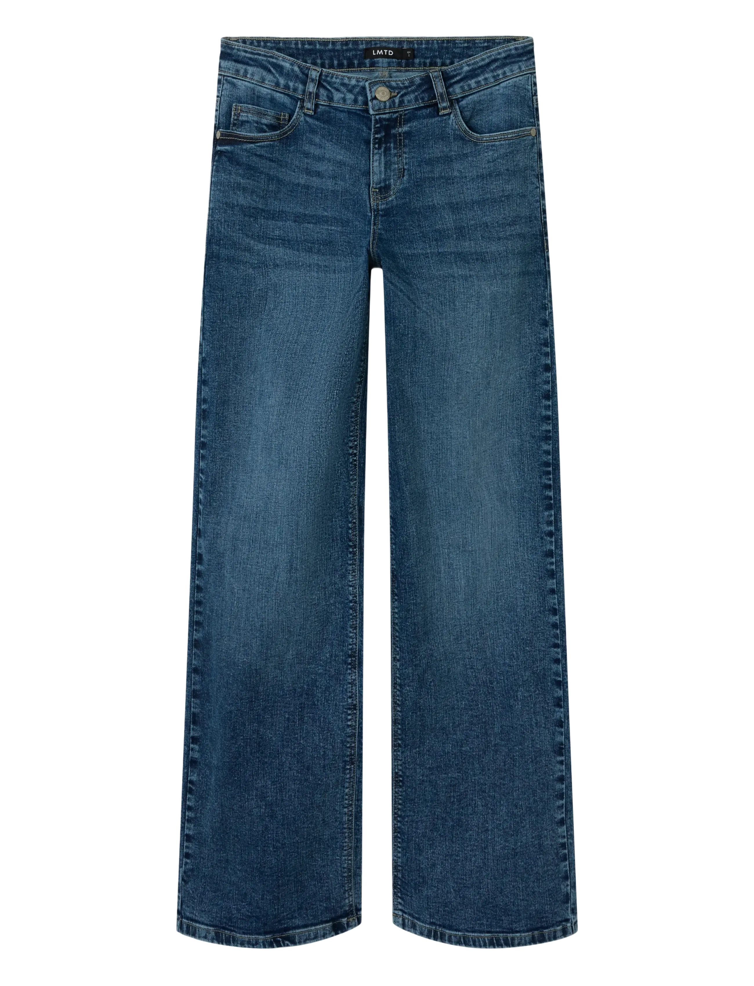 LMTD - NLFBLI DNM LW S STRAIGHT PANT NOOS - gallabuxur - medium blue denim - 0