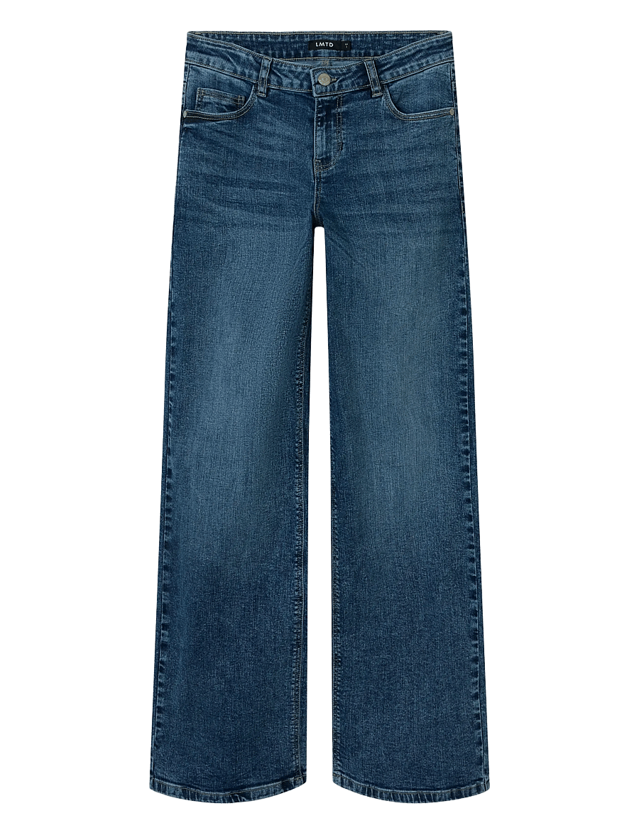 LMTD - NLFBLI DNM LW S STRAIGHT PANT NOOS - gallabuxur - medium blue denim - 0