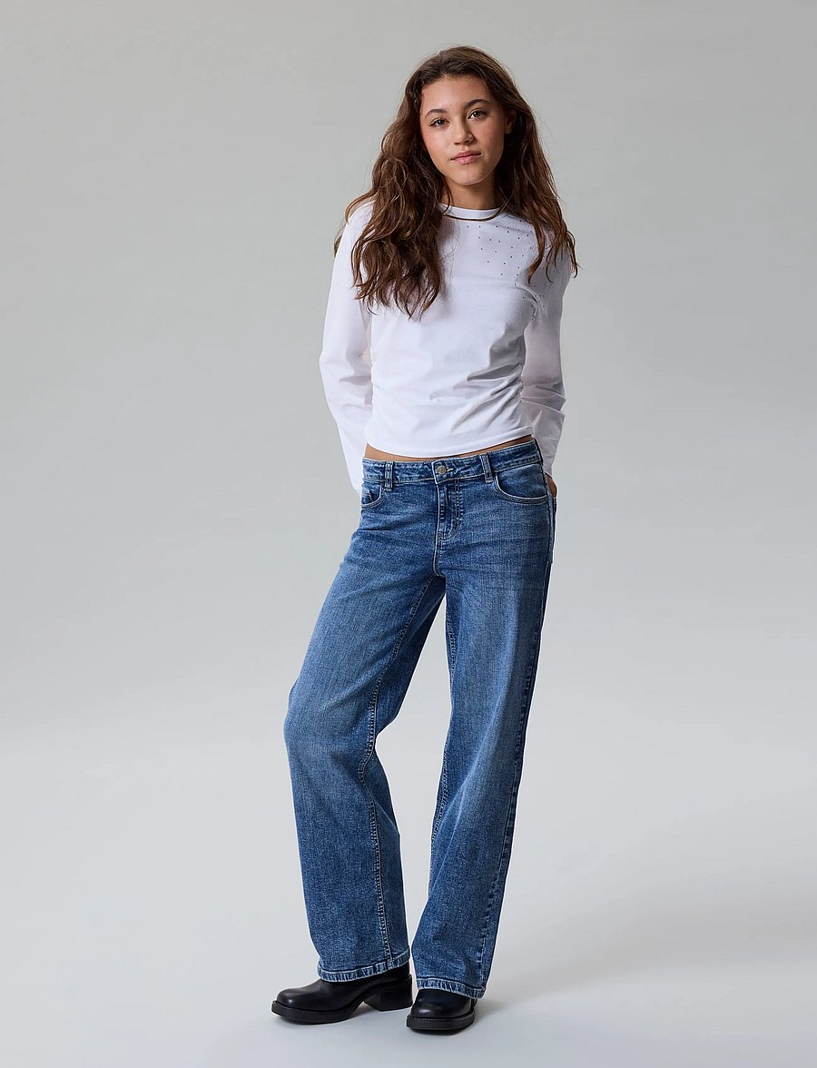 LMTD - NLFBLI DNM LW S STRAIGHT PANT NOOS - gallabuxur - medium blue denim - 3