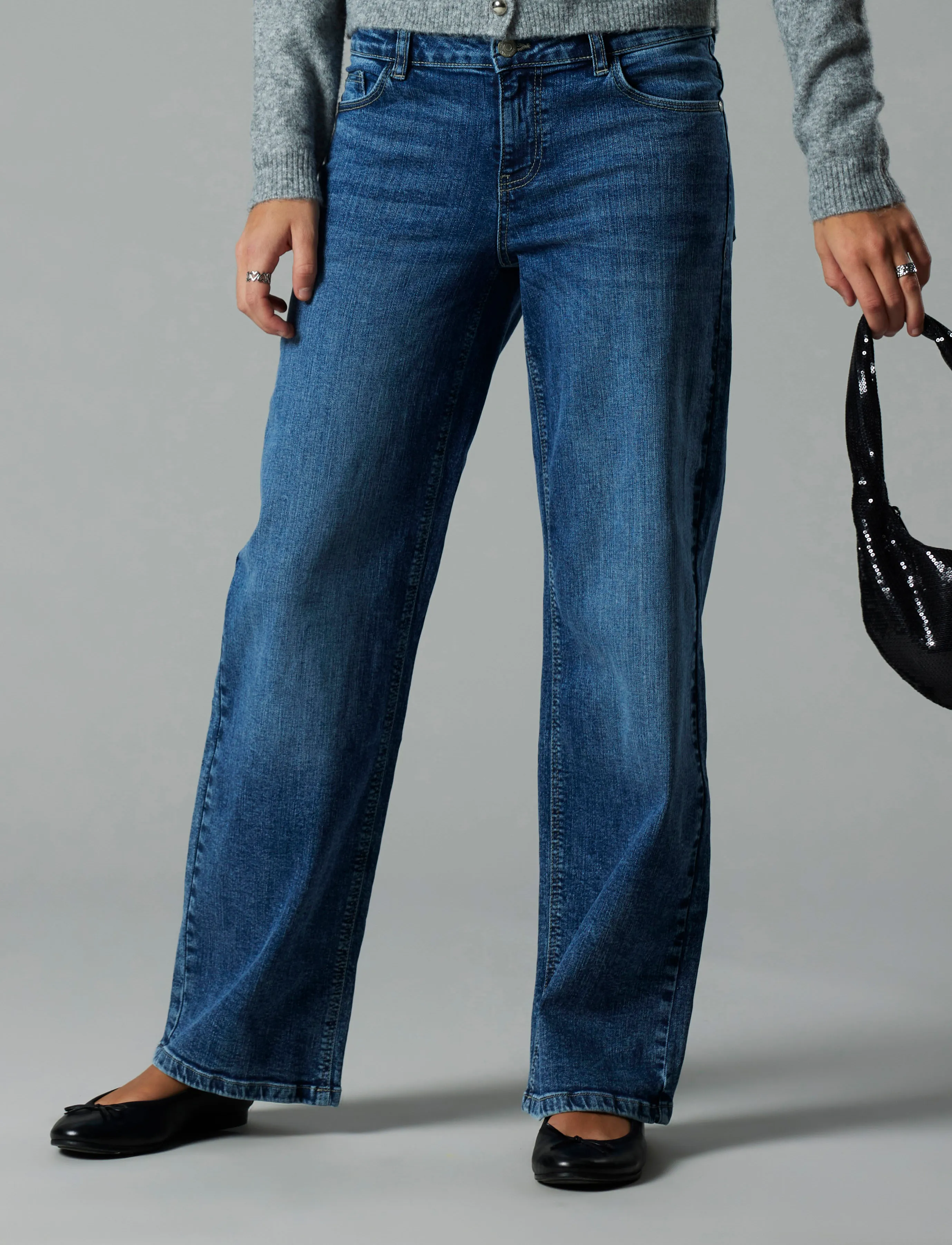 LMTD - NLFBLI DNM LW S STRAIGHT PANT NOOS - gallabuxur - medium blue denim - 2