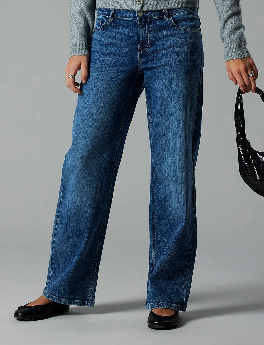 LMTD - NLFBLI DNM LW S STRAIGHT PANT NOOS - gallabuxur - medium blue denim - 2
