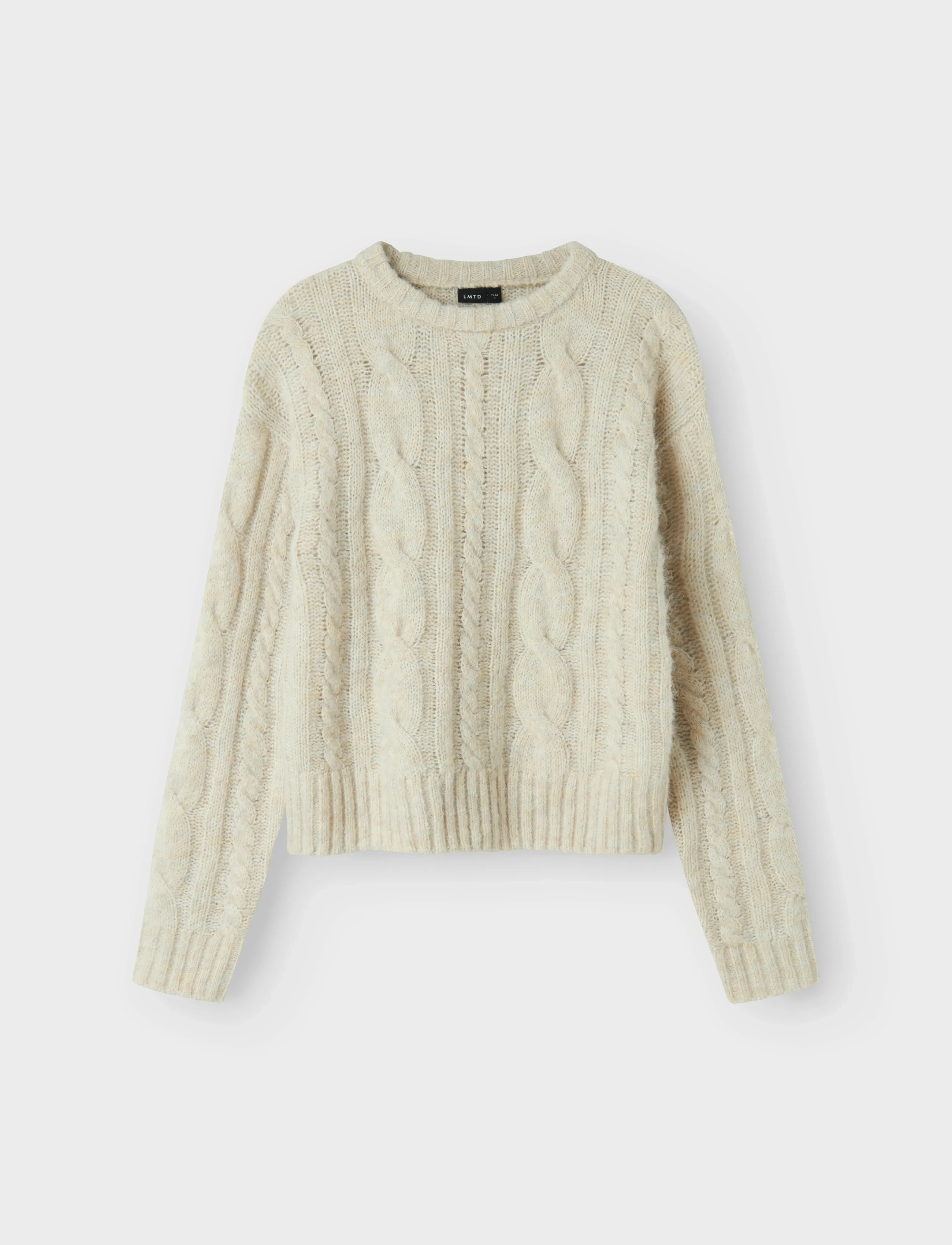 LMTD Nlfnaible Ls Short Knit, 122-128, Cream, Strik > Pullovere, Børn