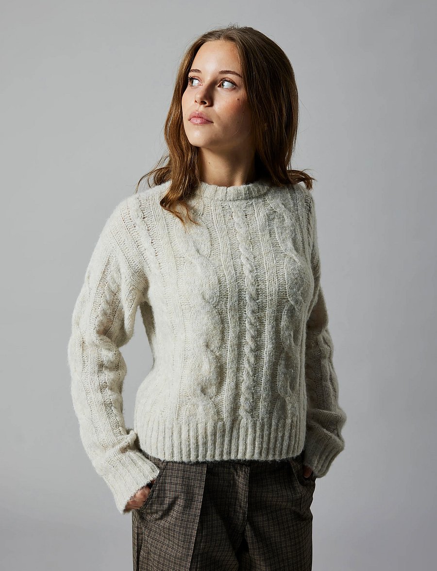 LMTD - NLFNAIBLE LS SHORT KNIT - trøjer - oatmeal - 4