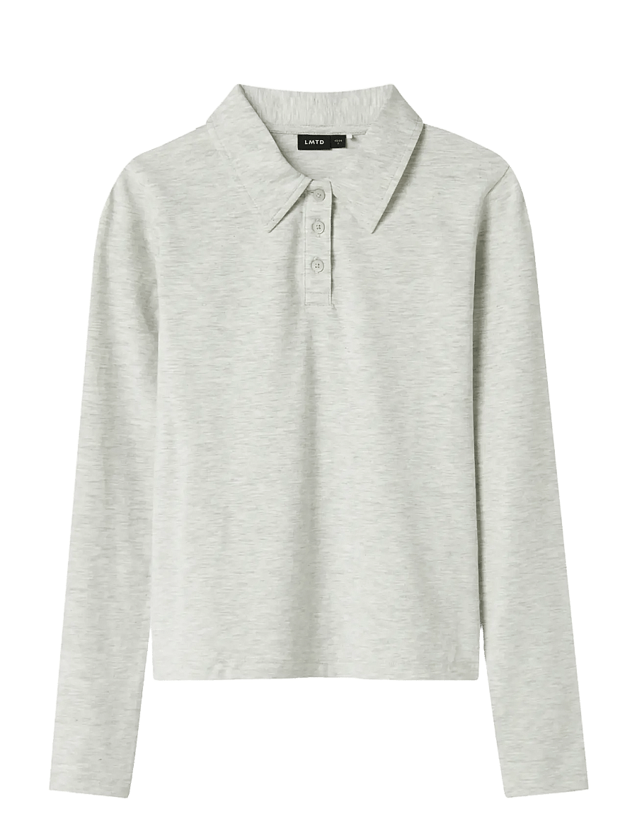 LMTD - NLFNILJA LS SHORT S POLO - langärmelig poloshirt - light grey melange - 1