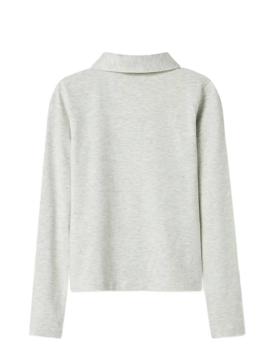 LMTD - NLFNILJA LS SHORT S POLO - langärmelig poloshirt - light grey melange - 2