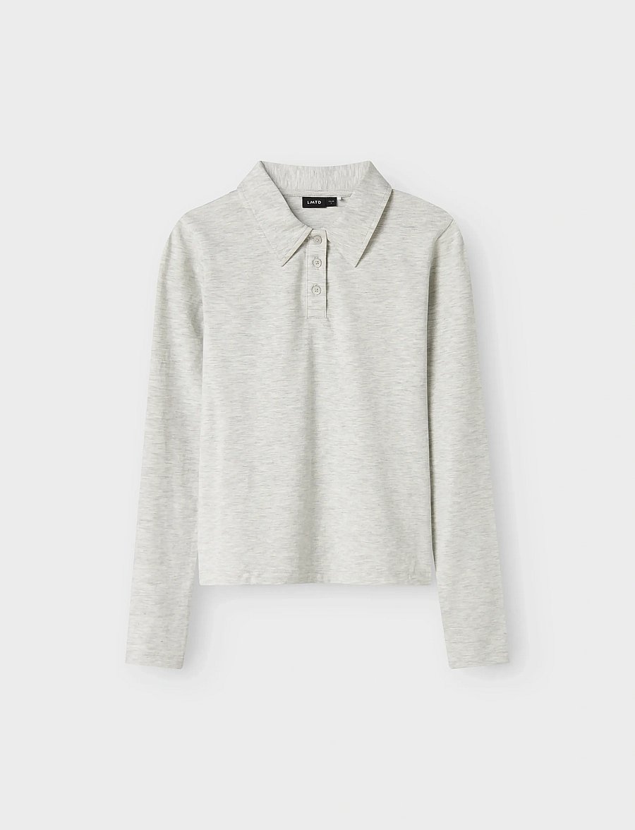 LMTD - NLFNILJA LS SHORT S POLO - langärmelig poloshirt - light grey melange - 0