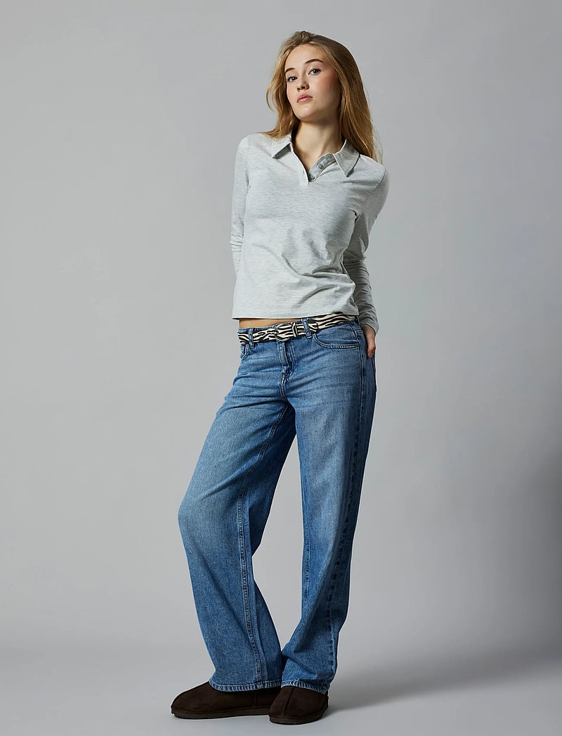 LMTD - NLFNILJA LS SHORT S POLO - pikkade varrukatega polod - light grey melange - 4