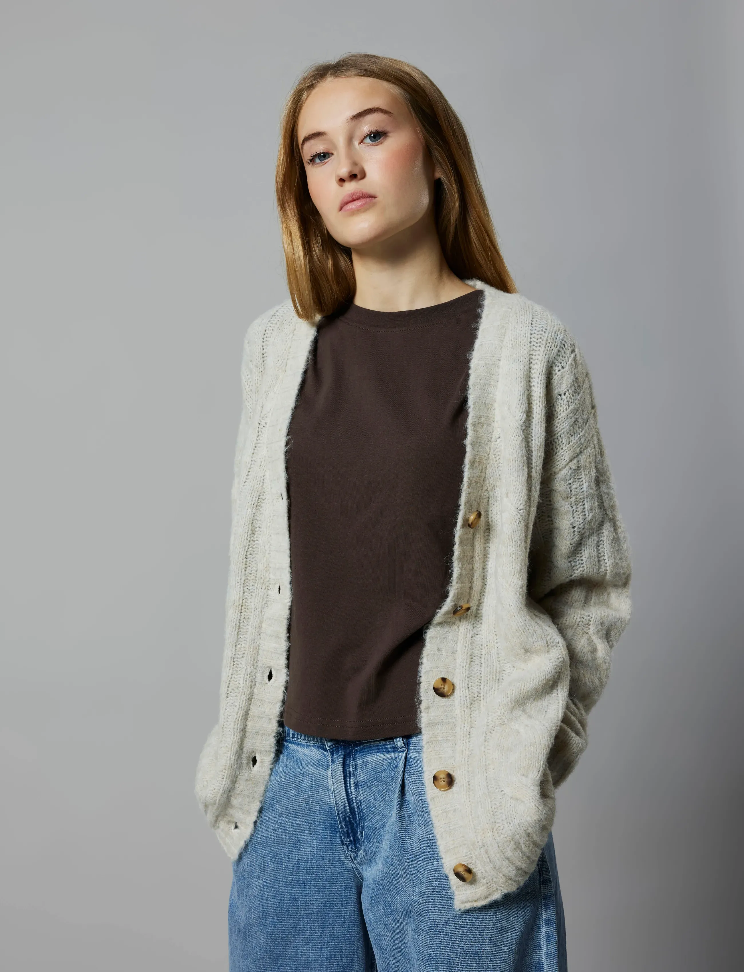 LMTD - NLFNAIBLE LS KNIT CARDIGAN - cardigans - oatmeal - 2