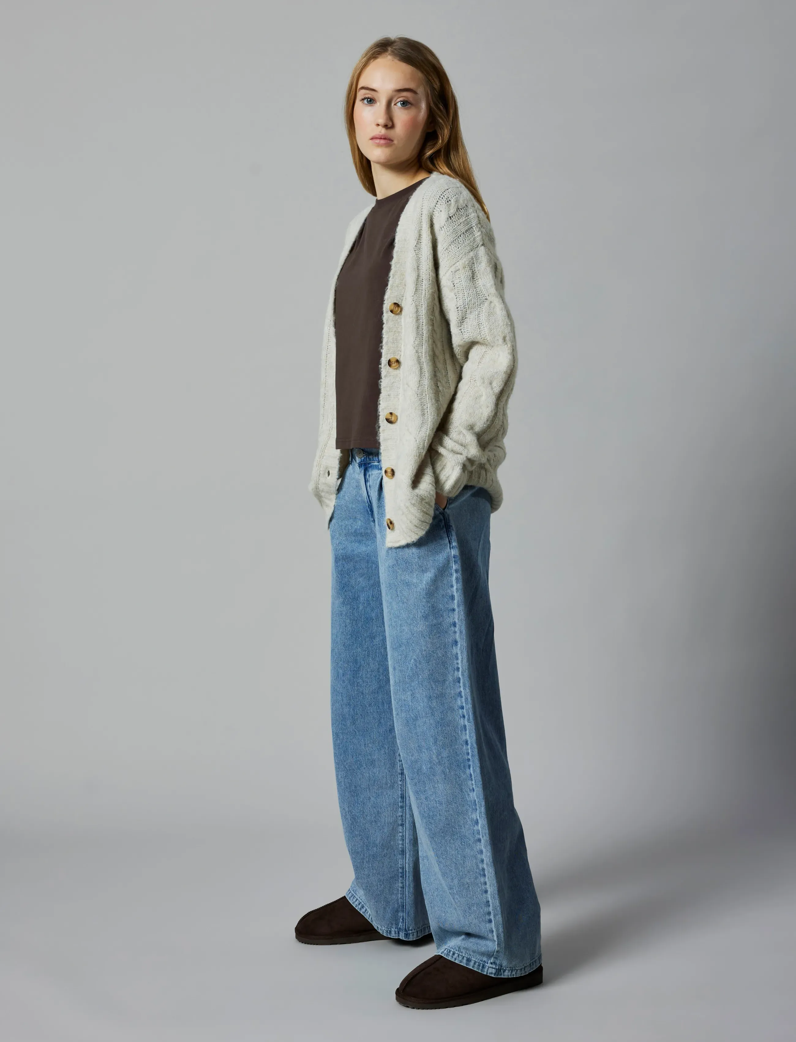 LMTD - NLFNAIBLE LS KNIT CARDIGAN - cardigans - oatmeal - 3