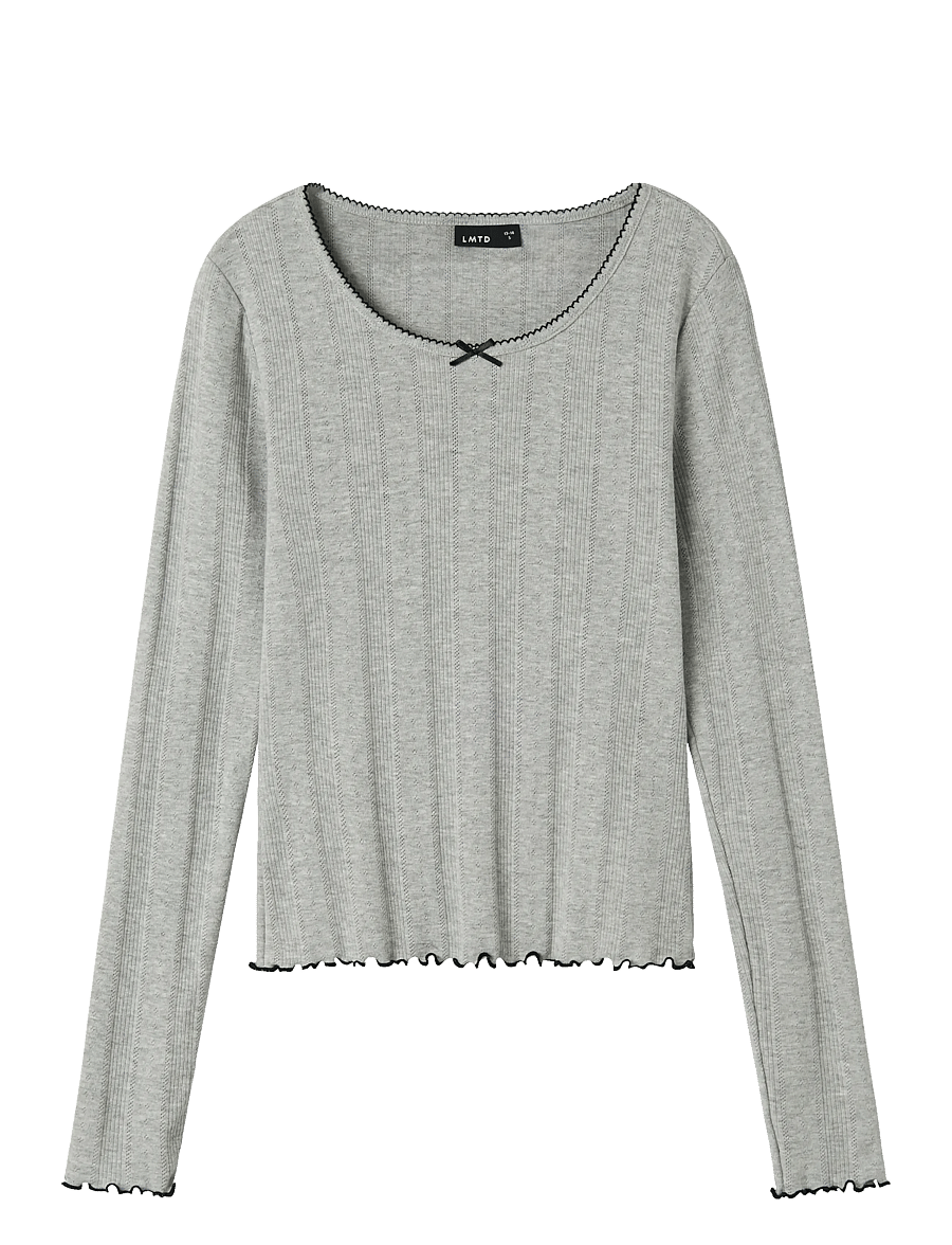 LMTD - NLFNAMEL LS SHORT DEEP NECK TOP - grey melange - 1