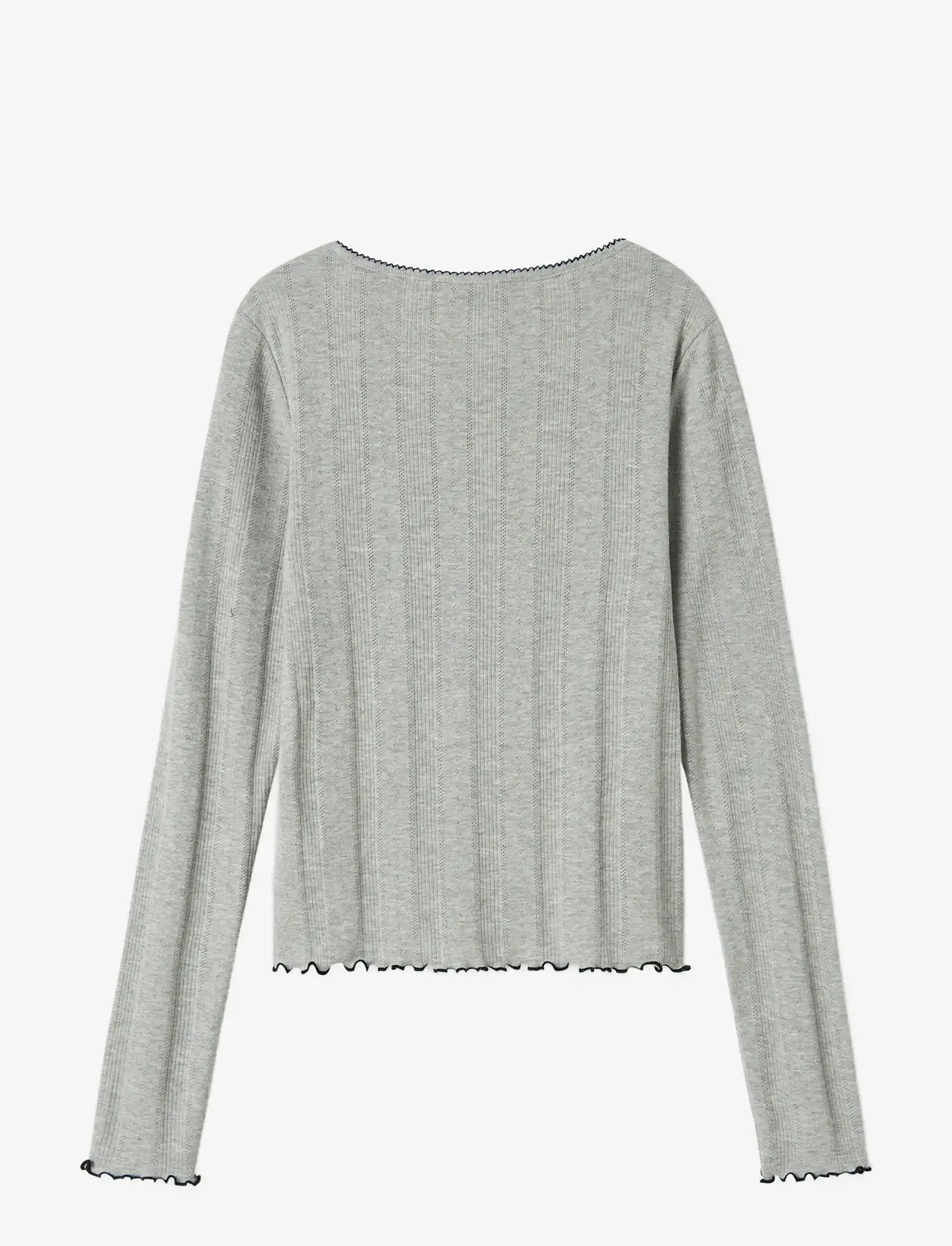 LMTD - NLFNAMEL LS SHORT DEEP NECK TOP - langærmede t-shirts - grey melange - 2