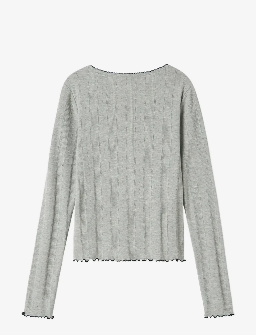 LMTD - NLFNAMEL LS SHORT DEEP NECK TOP - långärmade t-shirts - grey melange - 2