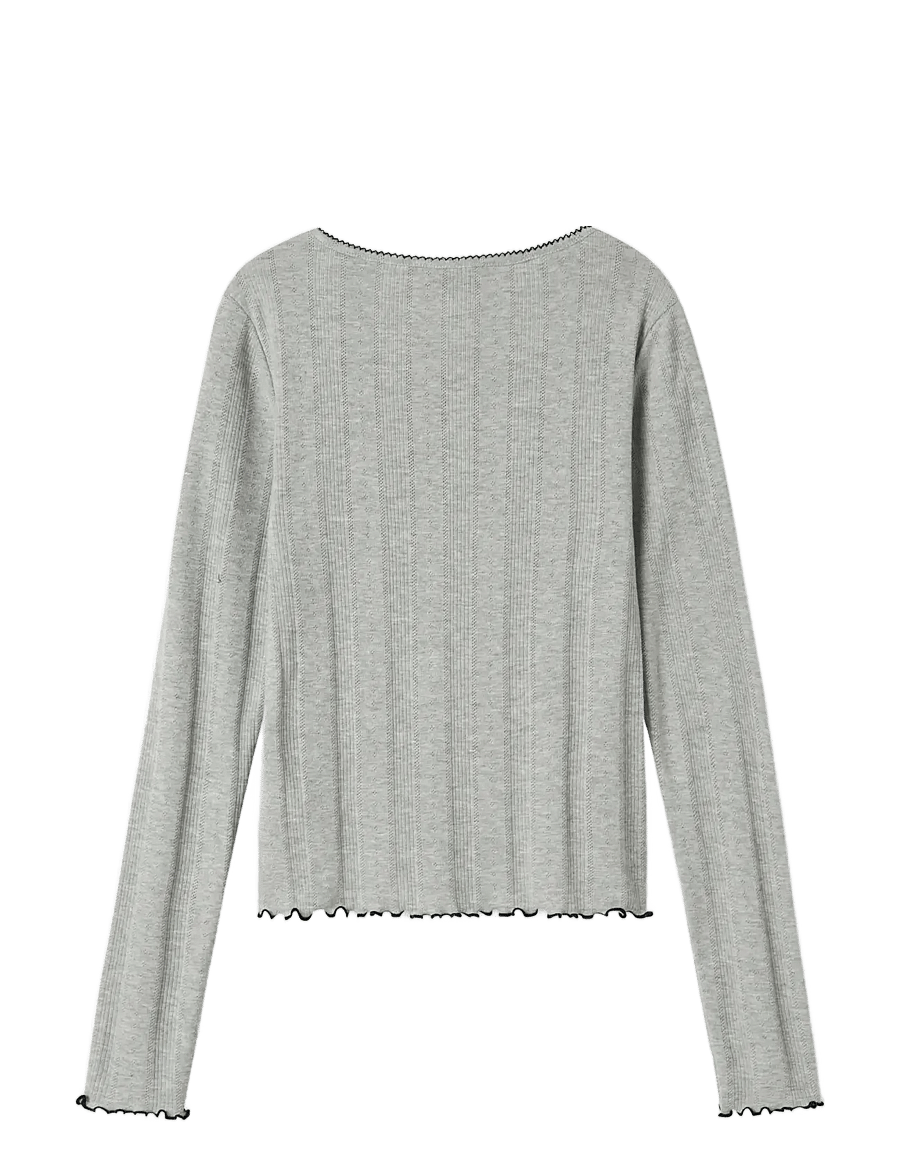 LMTD - NLFNAMEL LS SHORT DEEP NECK TOP - grey melange - 2