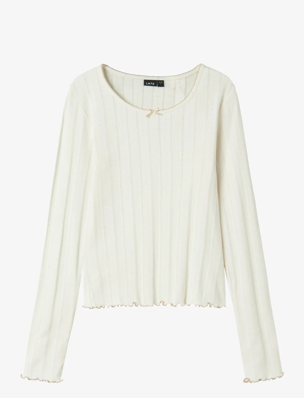 LMTD - NLFNAMEL LS SHORT DEEP NECK TOP - pikkade varrukatega t-särgid - white alyssum - 1