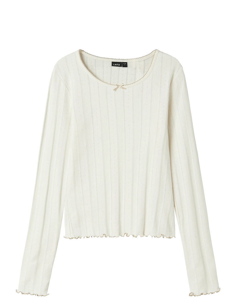 LMTD - NLFNAMEL LS SHORT DEEP NECK TOP - white alyssum - 1