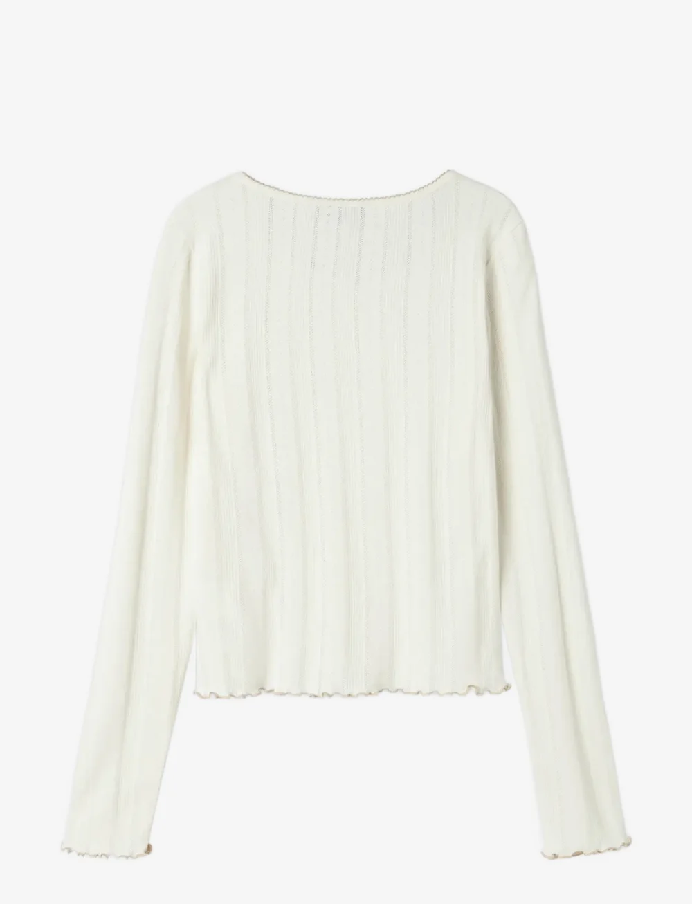 LMTD - NLFNAMEL LS SHORT DEEP NECK TOP - pikkade varrukatega t-särgid - white alyssum - 2