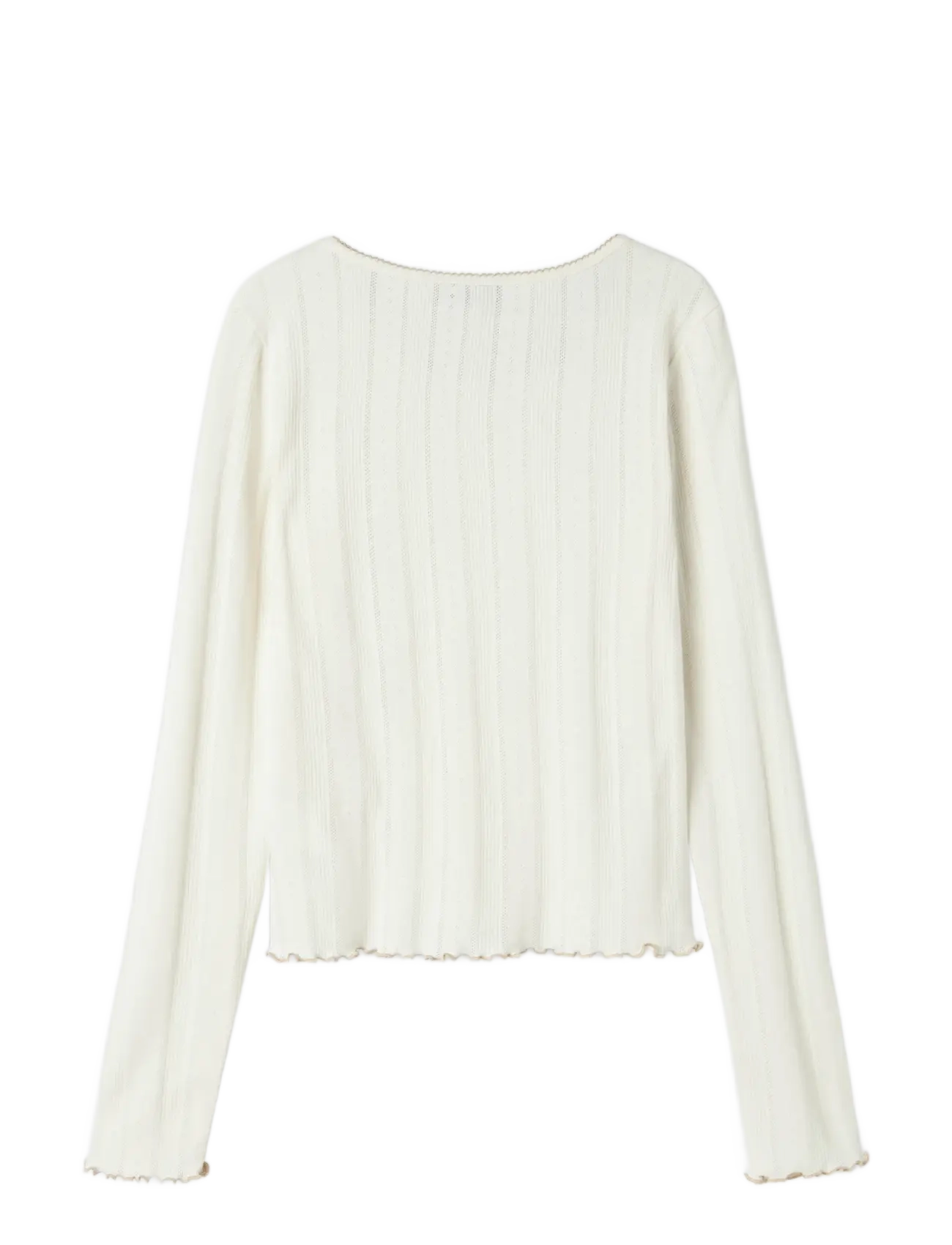 LMTD - NLFNAMEL LS SHORT DEEP NECK TOP - white alyssum - 2