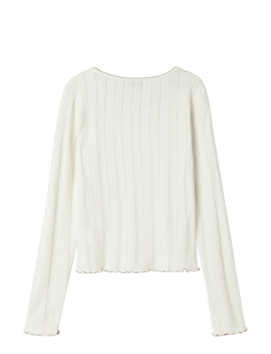 LMTD - NLFNAMEL LS SHORT DEEP NECK TOP - white alyssum - 2