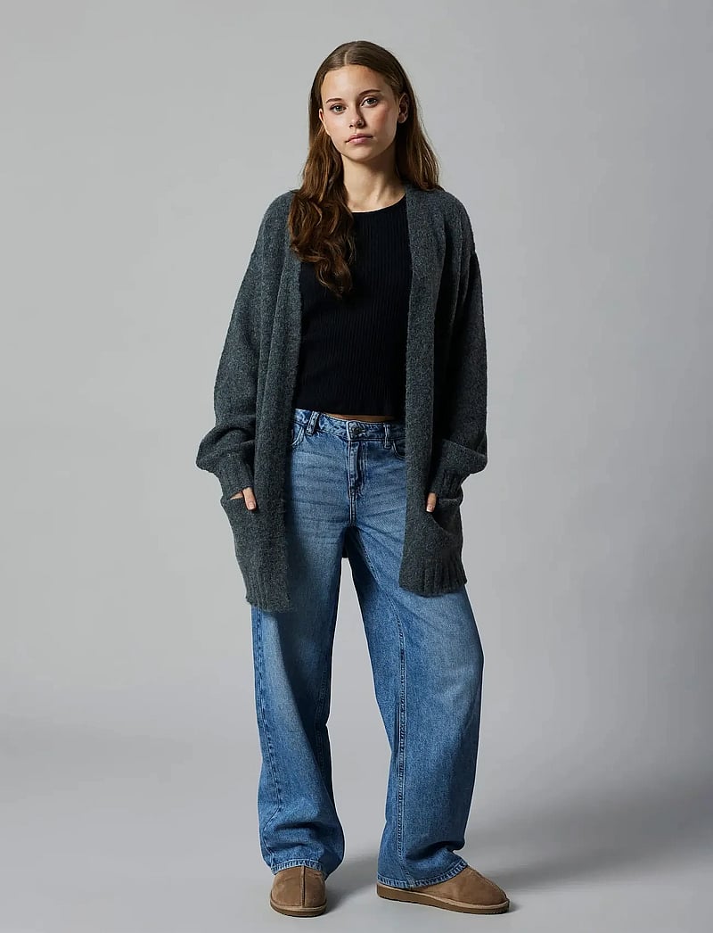 LMTD - NLFNAVA LS LONG KNIT CARDIGAN NOOS - cardigans - dark grey melange - 0