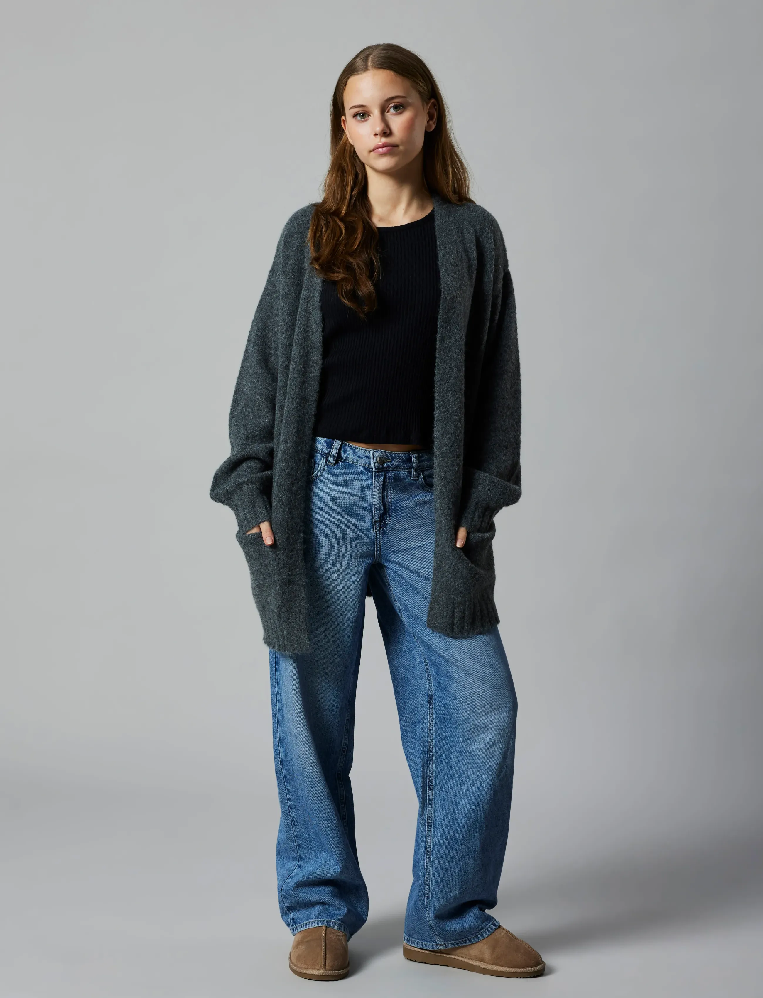 LMTD - NLFNAVA LS LONG KNIT CARDIGAN NOOS - hnepptar peysur - dark grey melange - 3