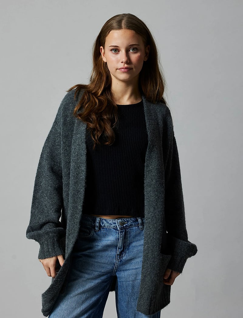 LMTD - NLFNAVA LS LONG KNIT CARDIGAN NOOS - kardigany - dark grey melange - 4