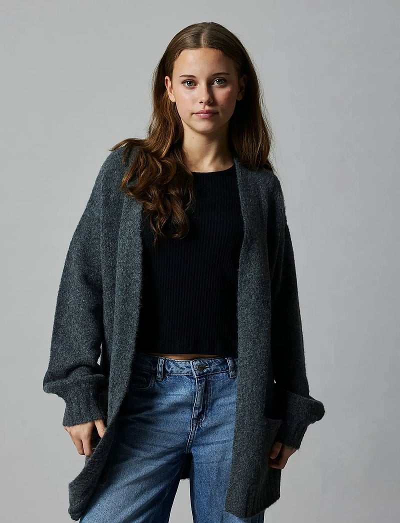 LMTD - NLFNAVA LS LONG KNIT CARDIGAN NOOS - kardigany - dark grey melange - 5