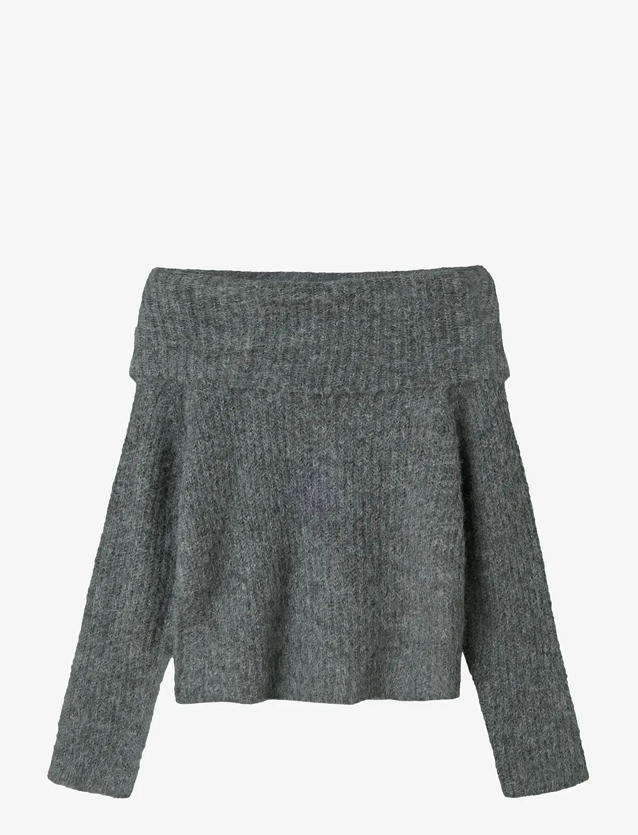LMTD - NLFNULO LS SHORT FOLD DOWN KNIT - swetry - dark grey melange - 0