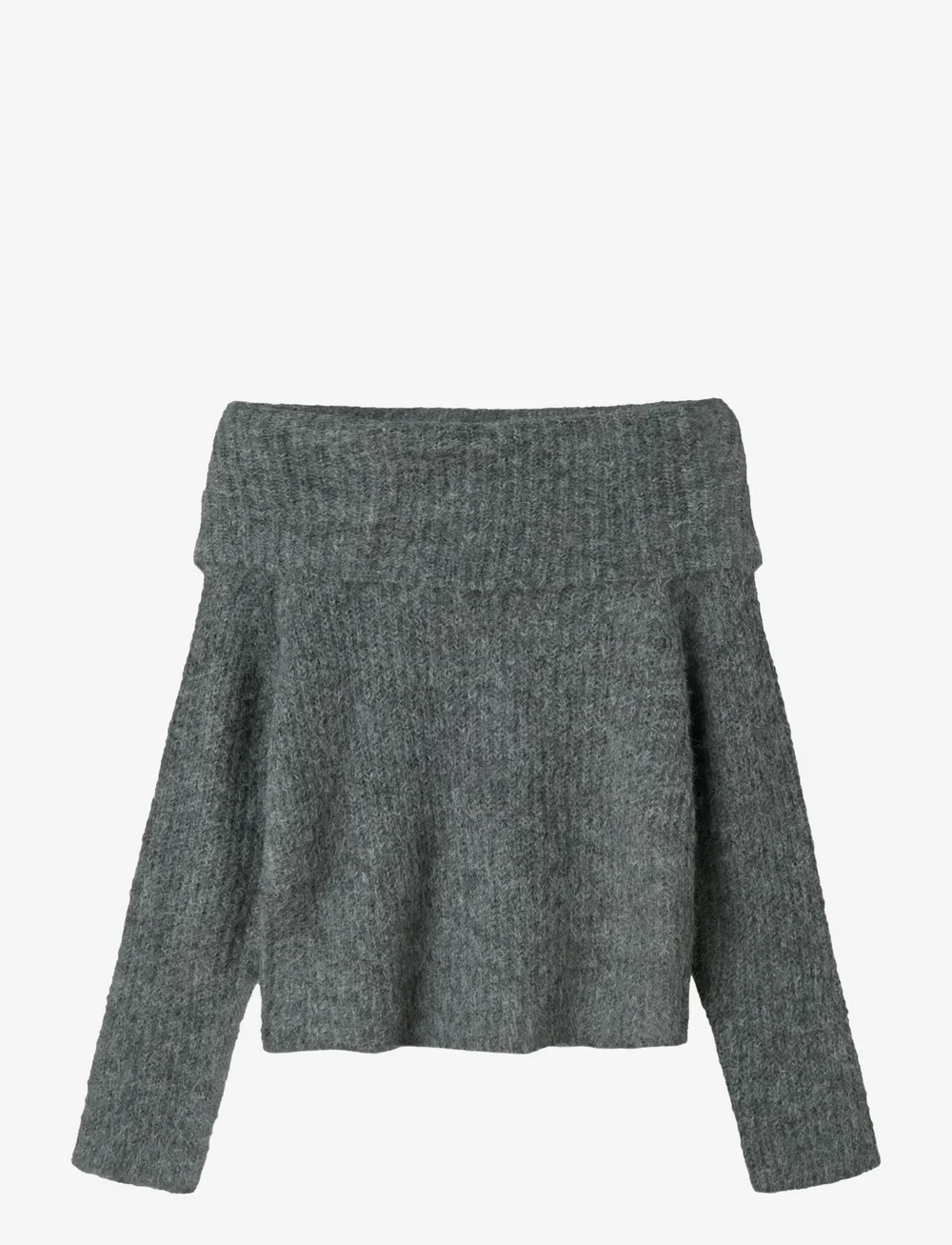 LMTD - NLFNULO LS SHORT FOLD DOWN KNIT - pullover - dark grey melange - 1