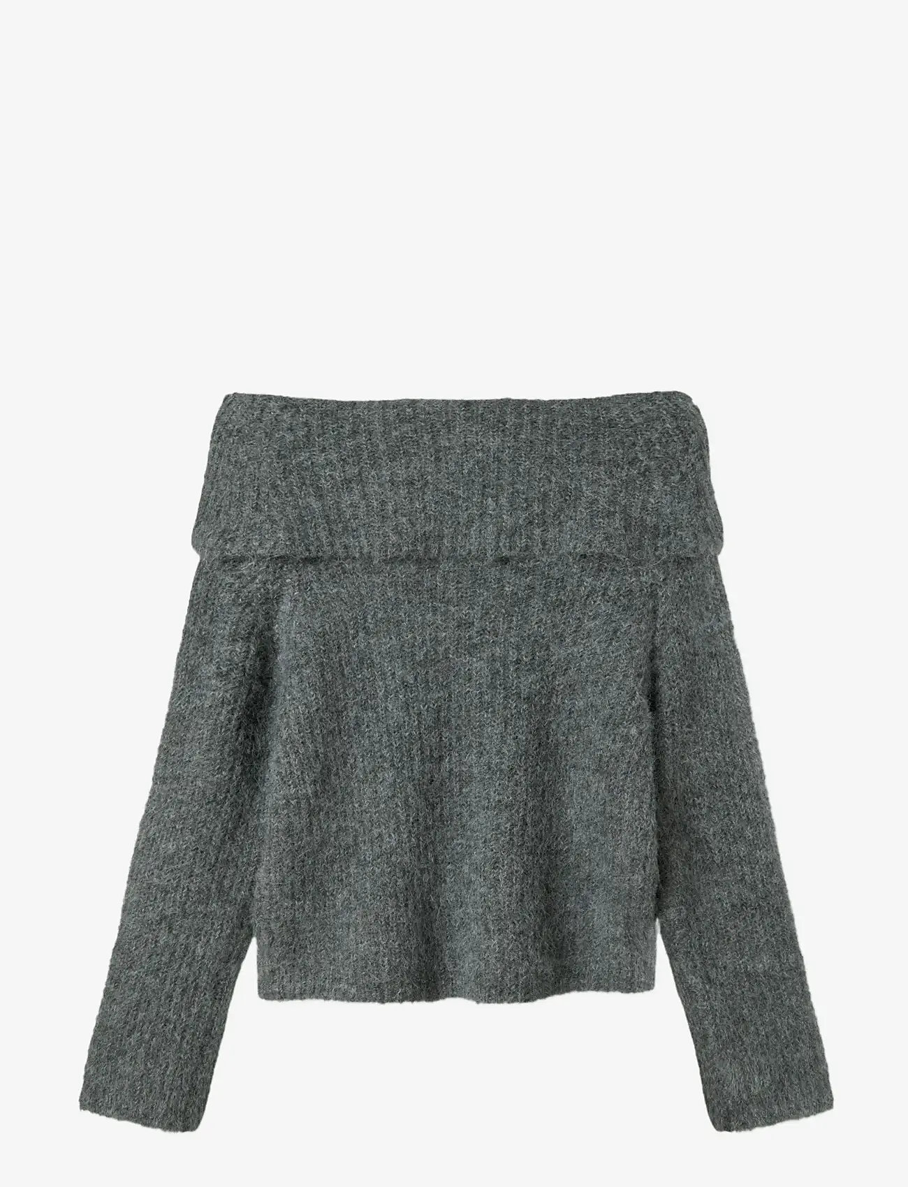 LMTD - NLFNULO LS SHORT FOLD DOWN KNIT - swetry - dark grey melange - 1