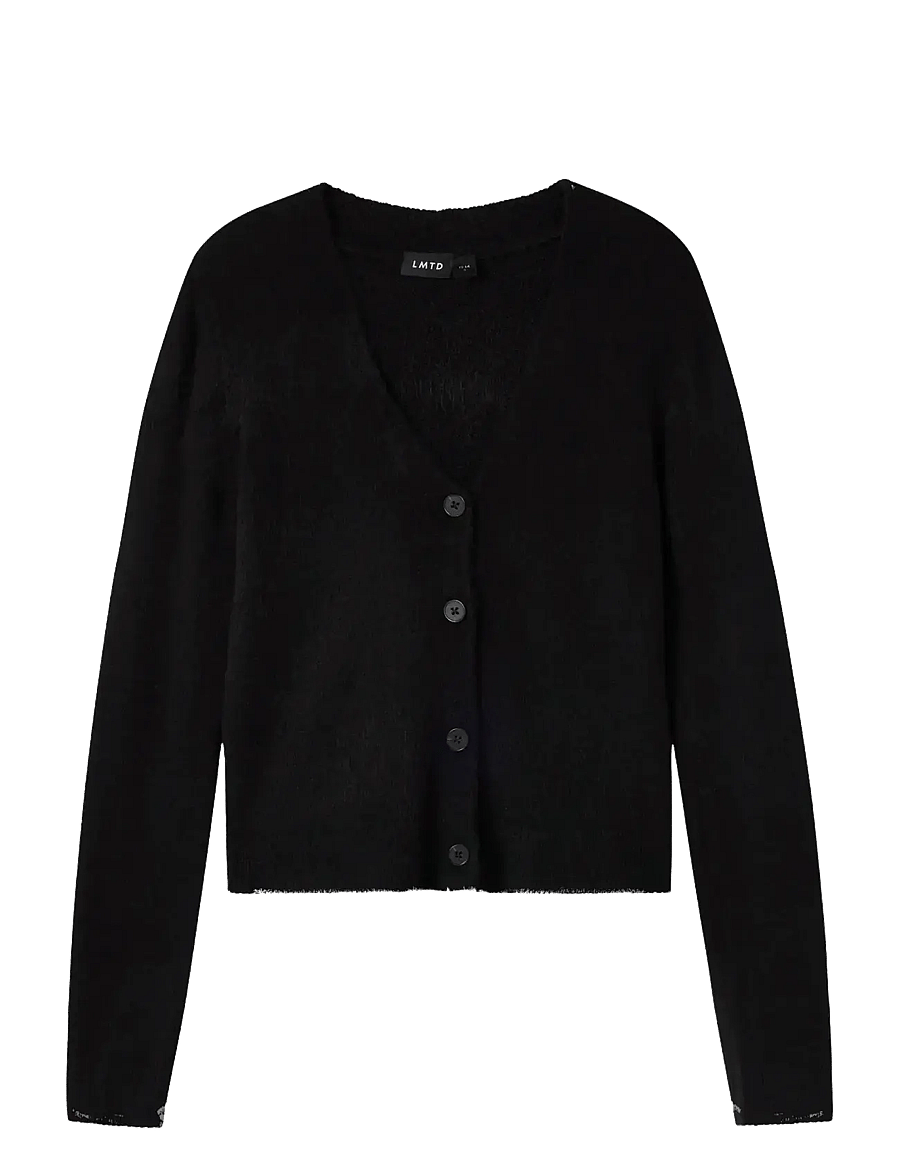 LMTD - NLFLODET LS SHORT S KNIT CARDIGAN NOOS - cardigans - black - 1