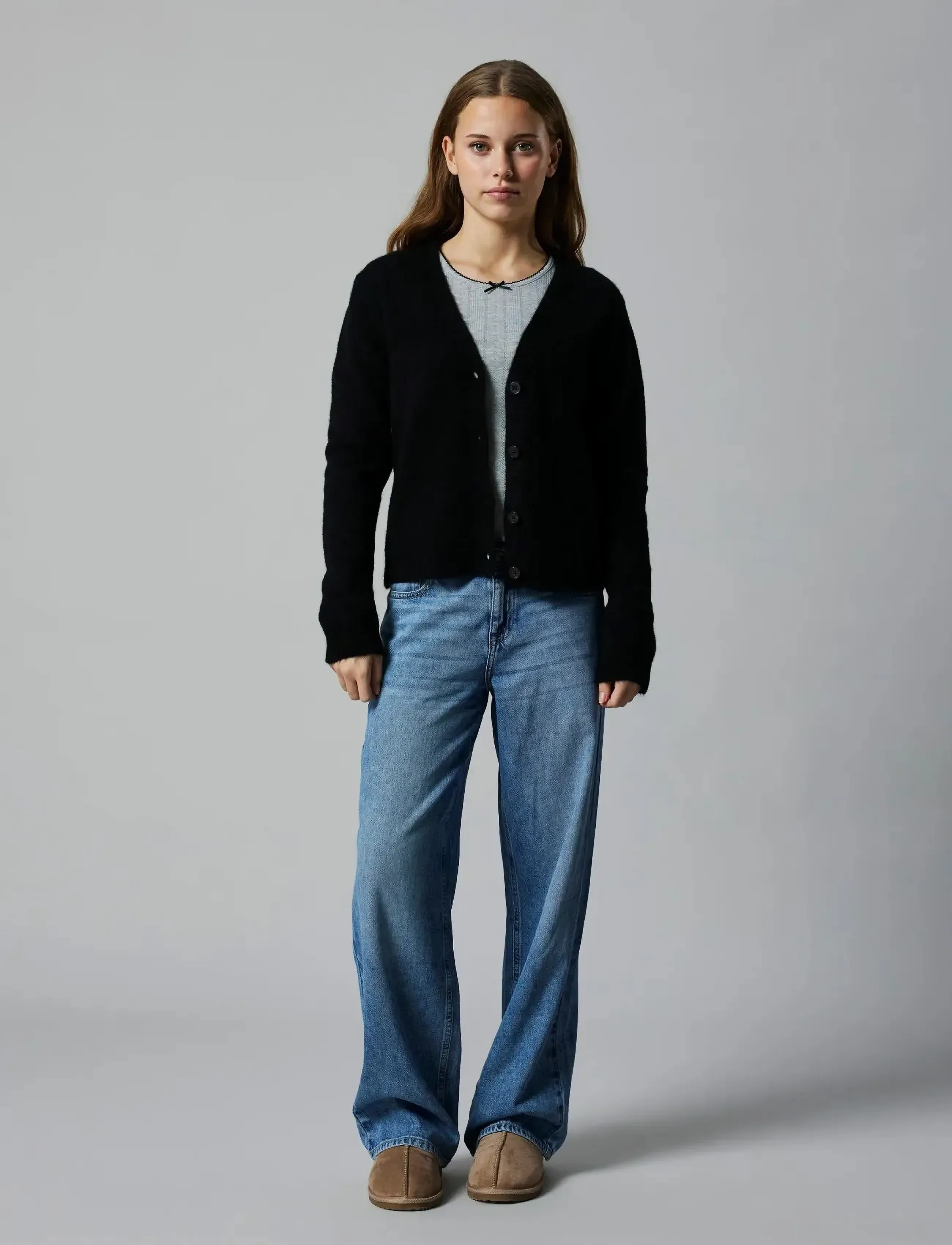 LMTD Nlflodet Ls Short S Knit Cardigan Noos, 122-128, Black, Strik > Cardigans, Børn