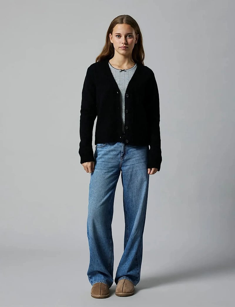 LMTD - NLFLODET LS SHORT S KNIT CARDIGAN NOOS - cardigans - black - 0