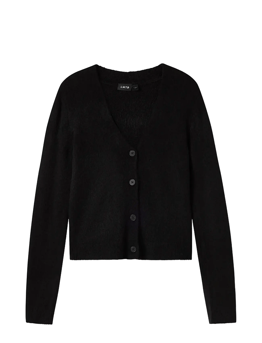 LMTD - NLFLODET LS SHORT S KNIT CARDIGAN NOOS - cardigans - black - 3