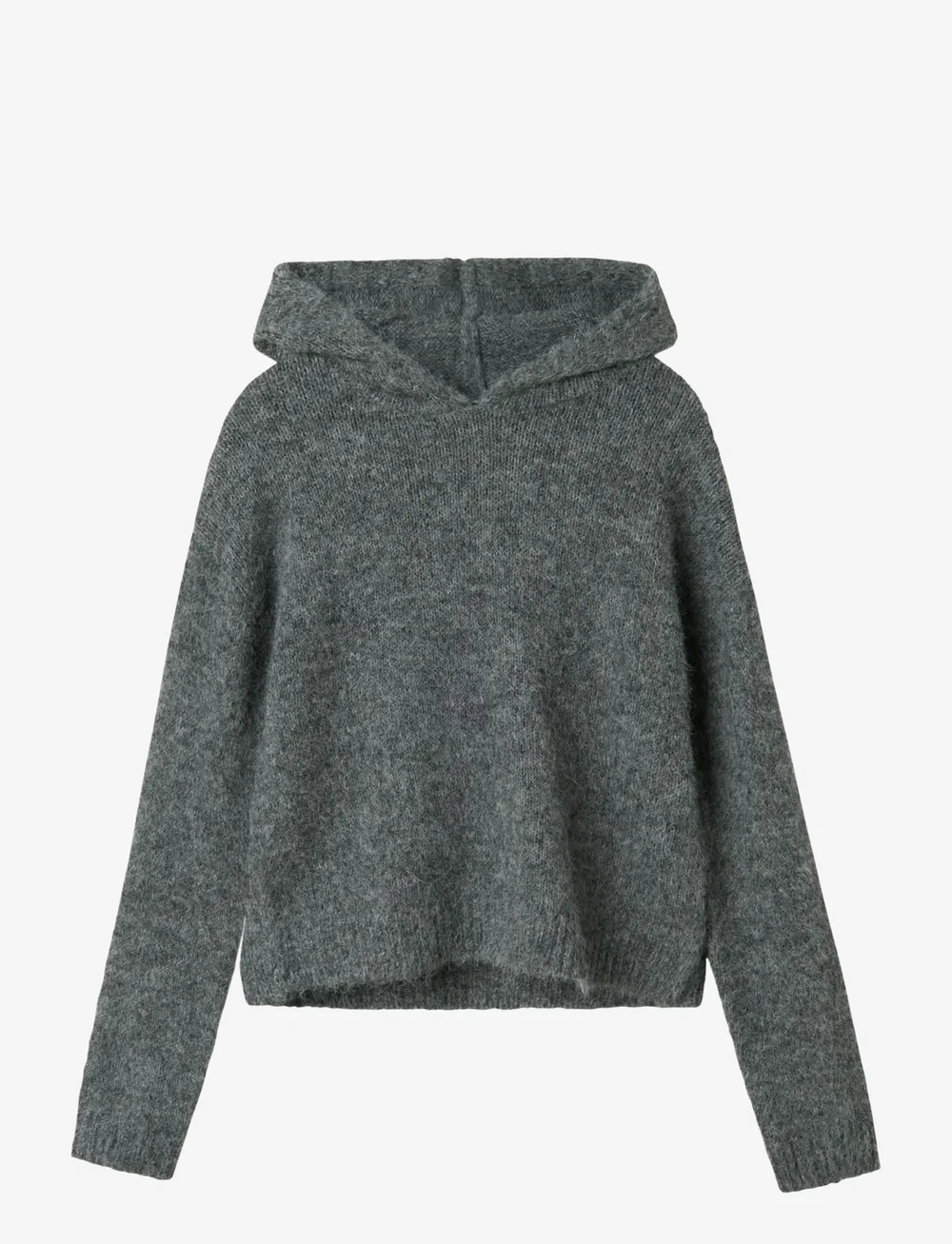 LMTD - NLFNULO LS SHORT KNIT W. HOOD - stickade tröjor - dark grey melange - 1