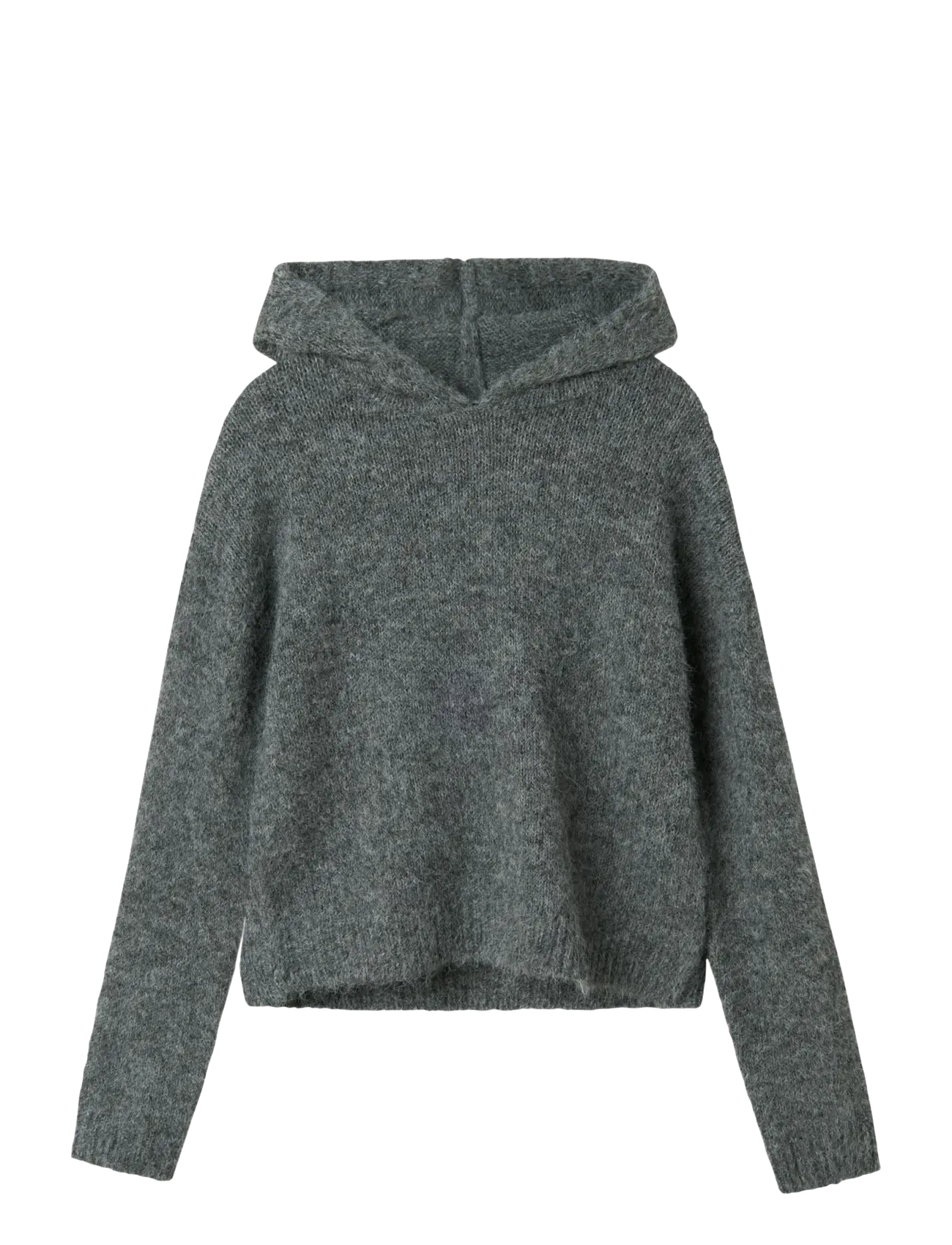 LMTD NLFNULO LS SHORT KNIT W. HOOD - Pullover - DARK GREY MELANGE / grey