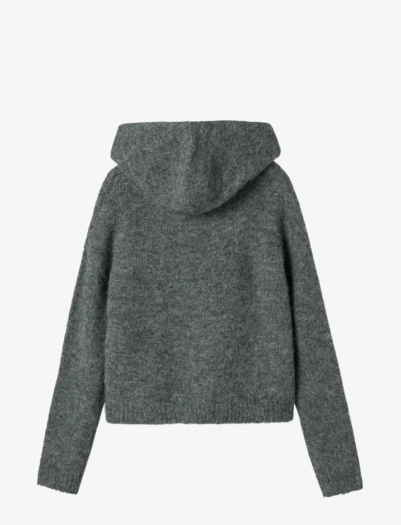 LMTD - NLFNULO LS SHORT KNIT W. HOOD - neulepuserot - dark grey melange - 2