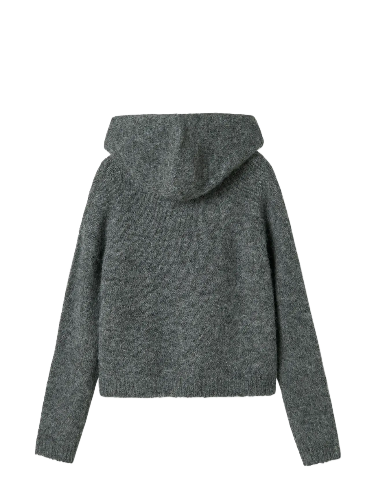 LMTD - NLFNULO LS SHORT KNIT W. HOOD - neulepuserot - dark grey melange - 2