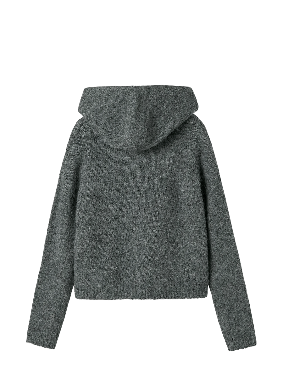 LMTD - NLFNULO LS SHORT KNIT W. HOOD - truien - dark grey melange - 2