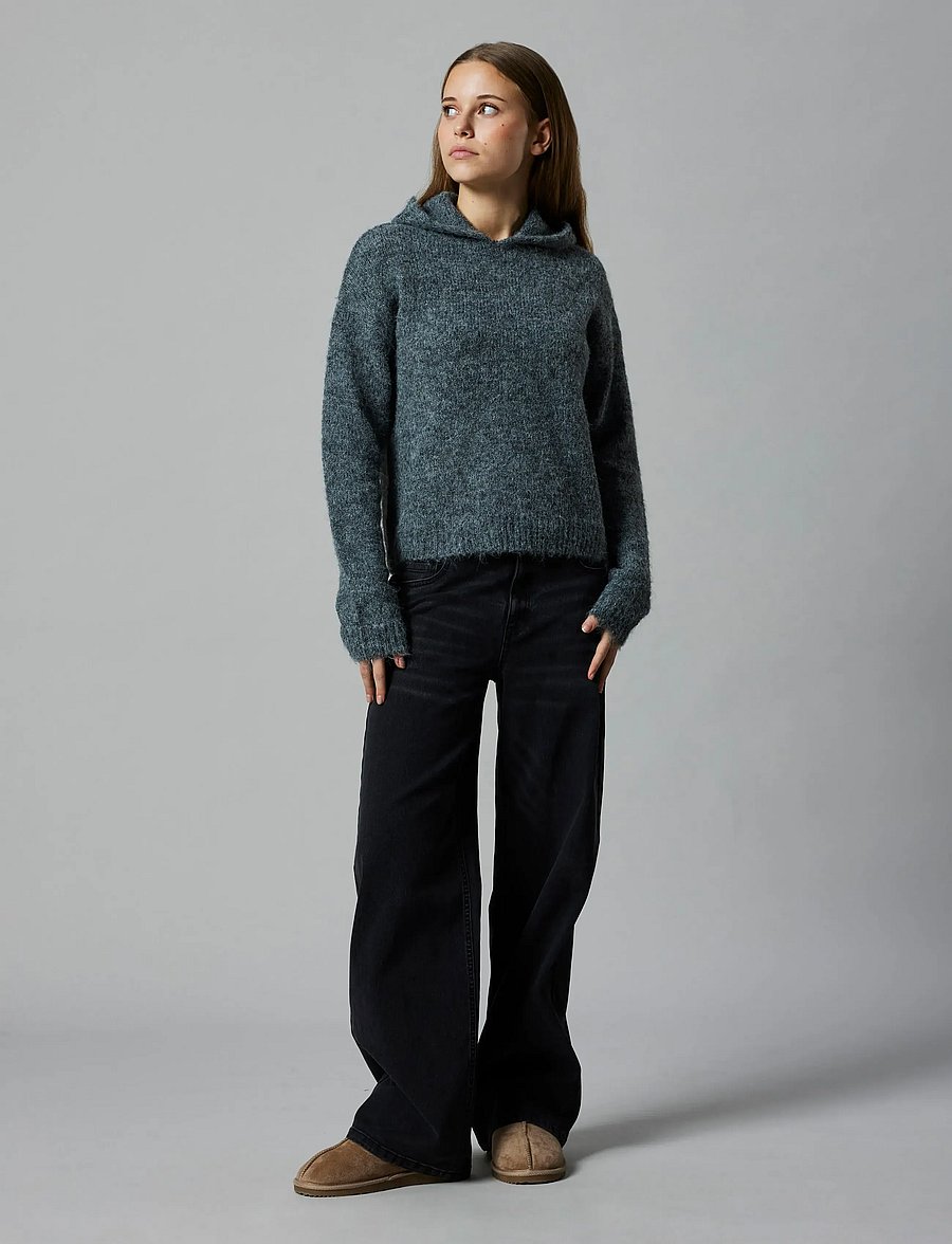 LMTD - NLFNULO LS SHORT KNIT W. HOOD - truien - dark grey melange - 3