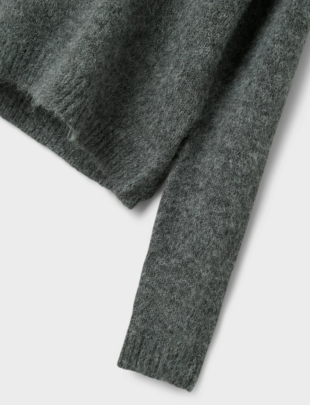 LMTD - NLFNULO LS SHORT KNIT W. HOOD - stickade tröjor - dark grey melange - 4