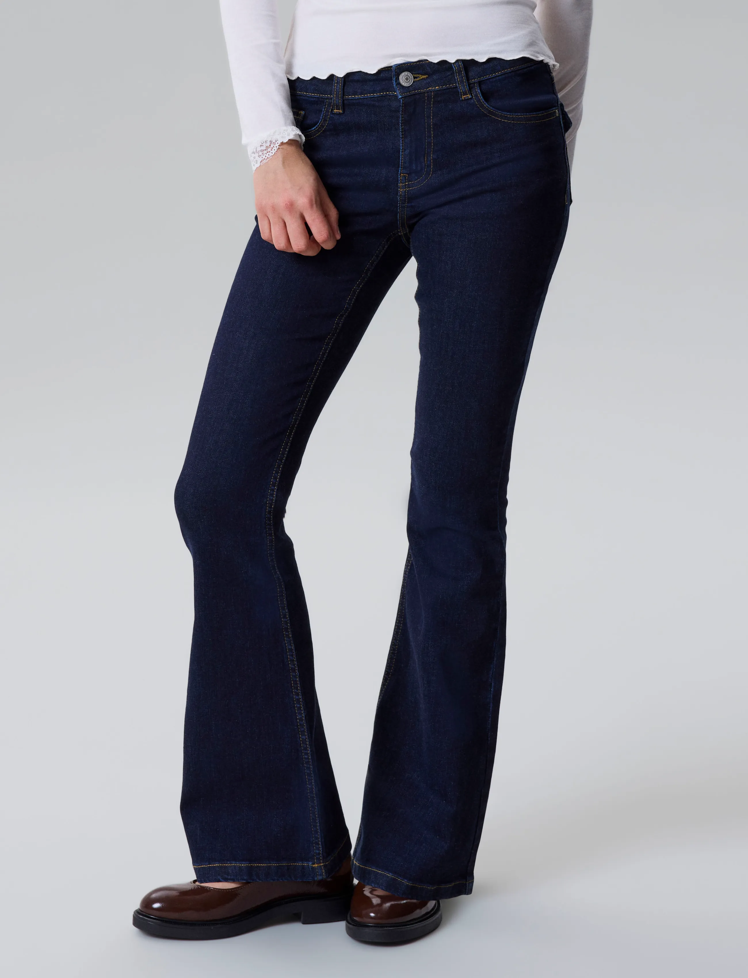 LMTD - NLFBLIBLING DNM S LW FLARED PANT - bootcut jeans - dark blue denim - 4