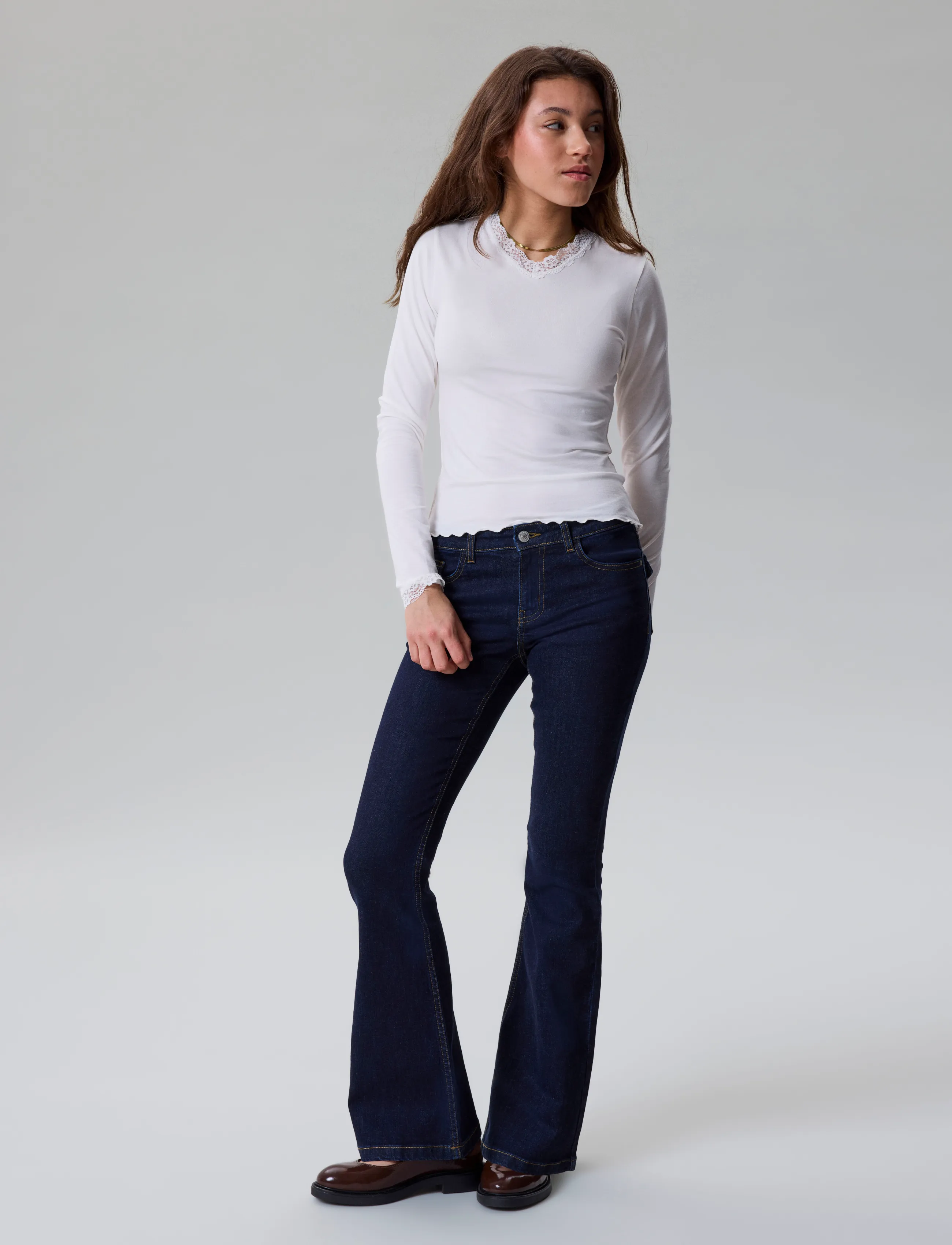 LMTD - NLFBLIBLING DNM S LW FLARED PANT - bootcut jeans - dark blue denim - 5